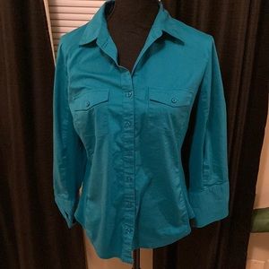 Green button down blouse